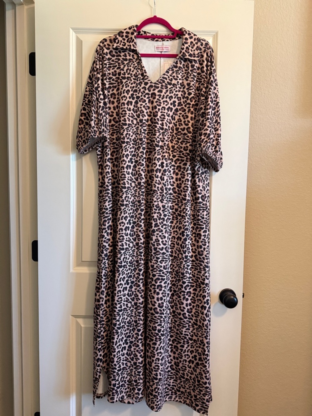Leopard Print V-Neck Maxi Dress in Tan and Brown — Butter Soft